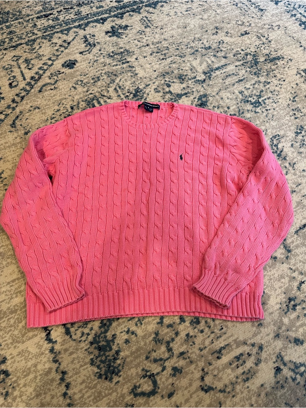 Ralph Lauren pink Cable Knit Cotton Sweater XL - women’s